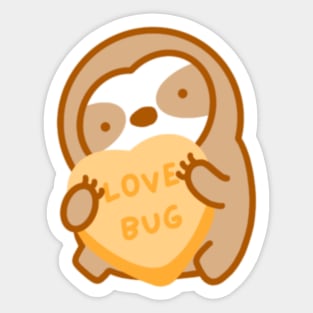 Cute Valentine Love Bug Candy Heart Sloth Sticker